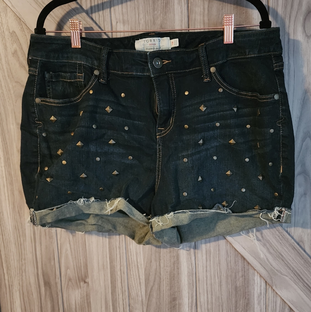 Torrid Black Jean Shorts with Studded Detail